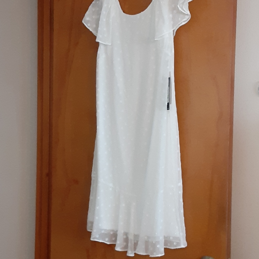 Price drop !! White Karl Lagerfeld Dress (15" across,  36" long)